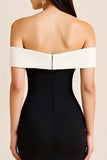 Off the Shoulder Mermaid Satin Black Tie Dress