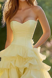Daffodil A Line Sweetheart Chiffon Ruffles Prom Dress