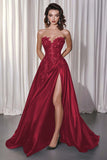 Sparkly Lace Satin A Line Sweetheart Prom Dress with Appliques