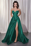 Sparkly Lace Satin A Line Sweetheart Prom Dress with Appliques