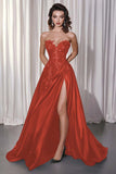 Sparkly Lace Satin A Line Sweetheart Prom Dress with Appliques