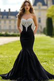 Black Sweetheart Mermaid Strapless Long Prom Dress