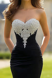 Black Sweetheart Mermaid Strapless Long Prom Dress