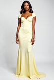 Daffodil Matte Satin Cap Sleeves Sheath Prom Dress