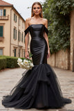 Mermaid Black Off The Shoulder Wedding Dress