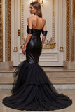 Mermaid Black Off The Shoulder Wedding Dress