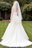 Strapless Ivory A Line Pleated Long Wedding Dress