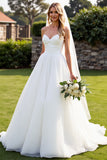 Strapless Ivory A Line Pleated Long Wedding Dress