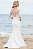 Graceful Ivory Illusion Mermaid Lace Long Sleeve Wedding Dress
