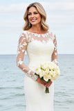 Graceful Ivory Illusion Mermaid Lace Long Sleeve Wedding Dress