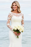 Graceful Ivory Illusion Mermaid Lace Long Sleeve Wedding Dress