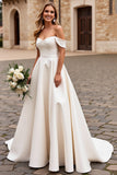 Off The Shoulder A Line Ivory Wedding Dress
