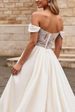 Off The Shoulder A Line Ivory Wedding Dress