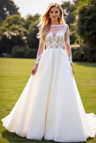 Lace A Line Ivory Appliqued Long Sleeves Wedding Dress