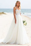 A Line Ivory Sequins Spaghetti Straps Long Wedding Dress