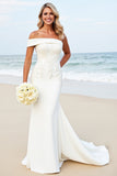 White Lace Off the Shoulder Mermaid Wedding Dress