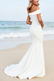 White Lace Off the Shoulder Mermaid Wedding Dress