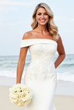 White Lace Off the Shoulder Mermaid Wedding Dress