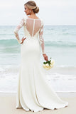Graceful Ivory Lace Mermaid Long Wedding Dress with Long Sleeves
