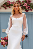 Ivory Mermaid Long Sleeves Appliqued Long Wedding Dress