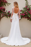 Ivory Mermaid Long Sleeves Appliqued Long Wedding Dress