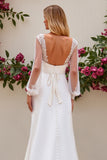 Ivory Mermaid Long Sleeves Appliqued Long Wedding Dress