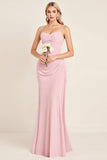 Candy Pink Mermaid Spaghetti Straps Bridesmaid Dress