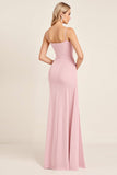 Candy Pink Mermaid Spaghetti Straps Bridesmaid Dress