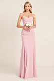 Candy Pink Mermaid Spaghetti Straps Bridesmaid Dress