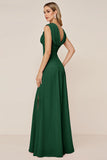Cowl Neck Candy Pink A Line Long Bridesmaid Dress with Slit