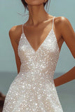 Chic White Ruffle Sequin Mini Dress