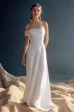One Shoulder Satin A Line White Graduation Dress