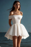 Glitter White Off The Shoulder A Line Mini Dress