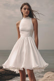 Stylish White Halter Chiffon Graduation Dress