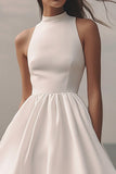 Stylish White Halter Chiffon Graduation Dress