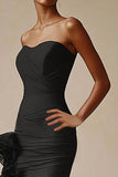 Strapless Mermaid Satin Black Tie Dress