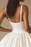 White A Line Sweetheart Graduation Dress