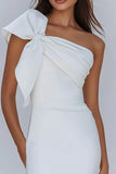 White One Shoulder Bow Bodycon Homecoming Dress