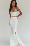 White Lace Mermaid Paty Dress with Slit