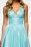 A Line Mint Long Prom Dress With Slit