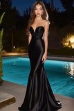 Strapless Satin Mermaid Black Tie Dress