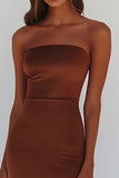 Mermaid Strapless Terracotta Formal Dress With Slit