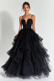 Black A Line Sequins Long Prom Dress