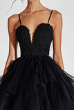 Black A Line Sequins Long Prom Dress