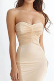 Mermaid Strapless Champagne Formal Dress With Ruffles