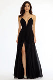 A Line Strapless Black Tie Dress With Slit