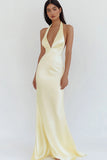 Halter Mermaid Daffodil Long Formal Dress