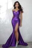 Strapless Plum Mermaid Prom Dress With Slit