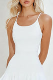 Chic White A Line Ruffle Mini Dress