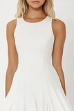 Simple White Chiffon Ruffled Graduation Dress